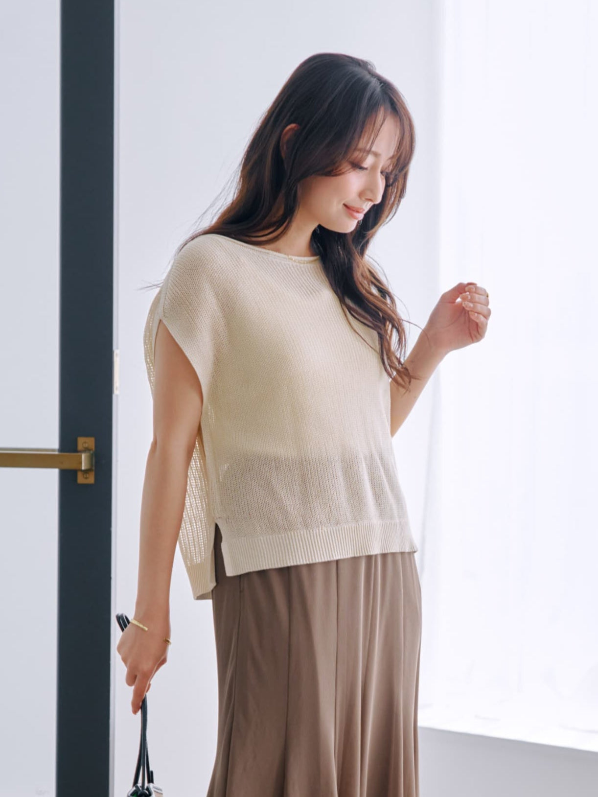 2wayパターン透かし柄ミックスニット　[通常]