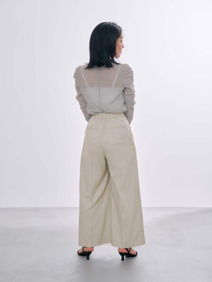 ギャザースリーブシアーカットトップス　[通常]