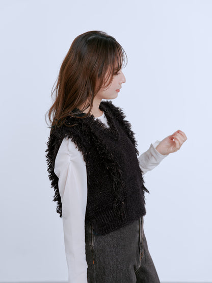 ラメミックスフリンジベスト　[通常]