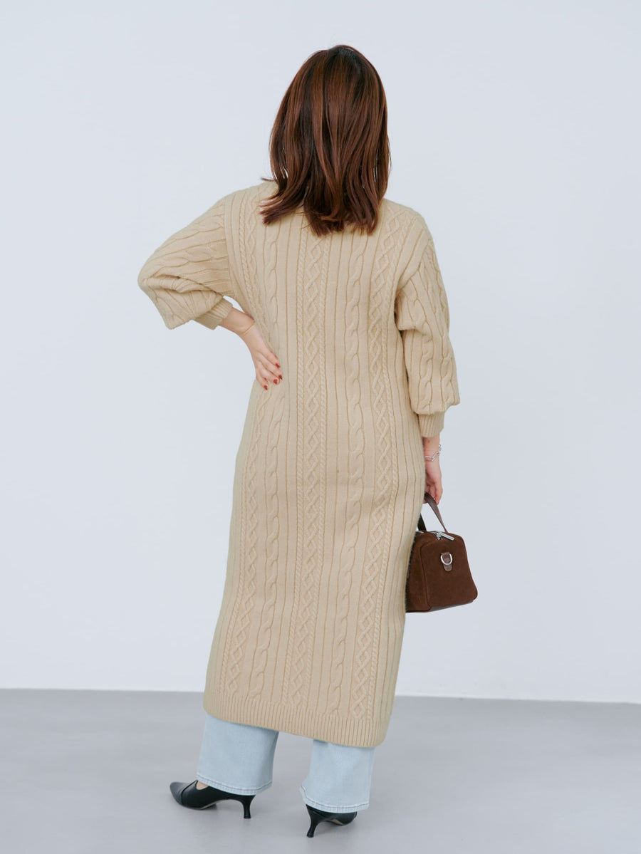 ケーブルミックスニットワンピース-short & regular　[通常]