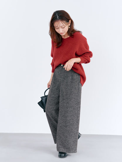 ゴールドボタンツイードワイドパンツ-short & regular　[通常]