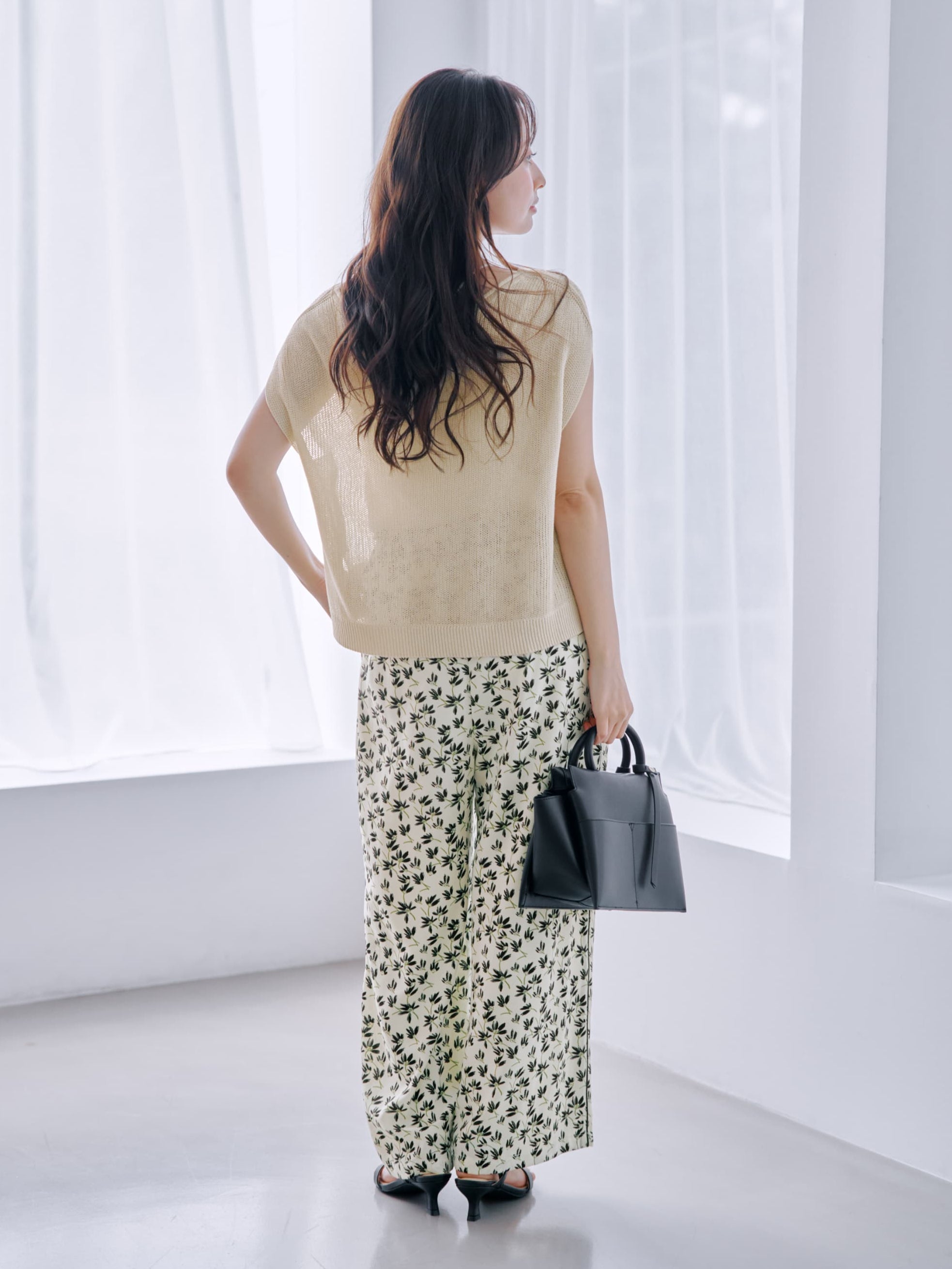 2wayパターン透かし柄ミックスニット | 小柄・低身長女性向け