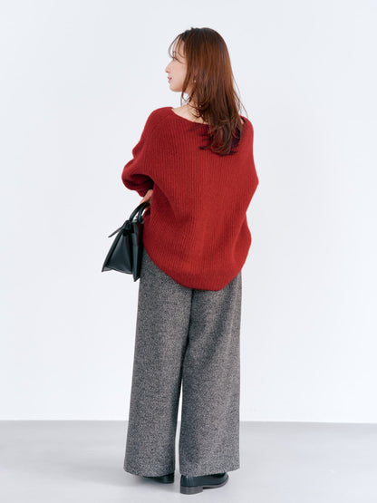 ゴールドボタンツイードワイドパンツ-short & regular　[通常]