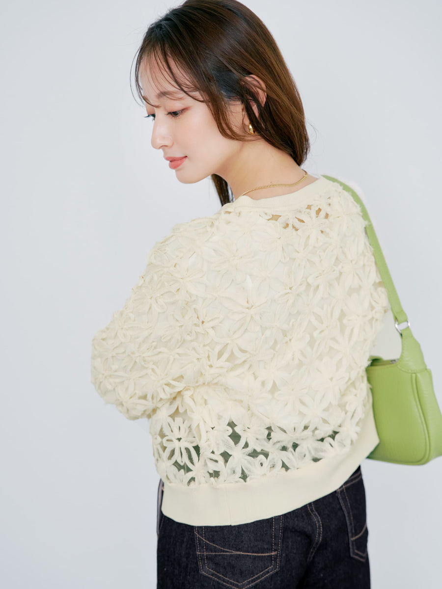 フラワーエンブロイダリーカーディガン　[通常]