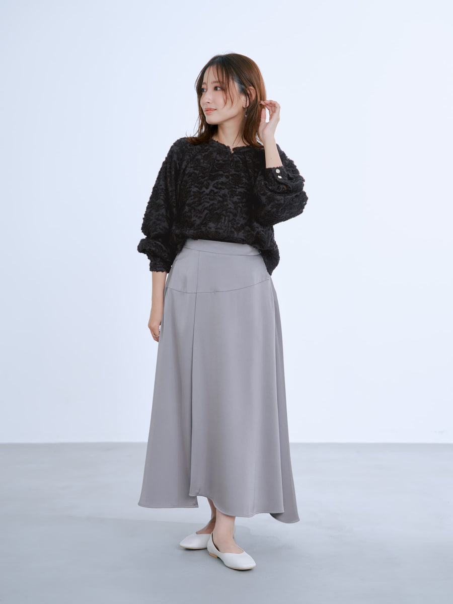 カットジャカードタックデザインブラウス　[通常]