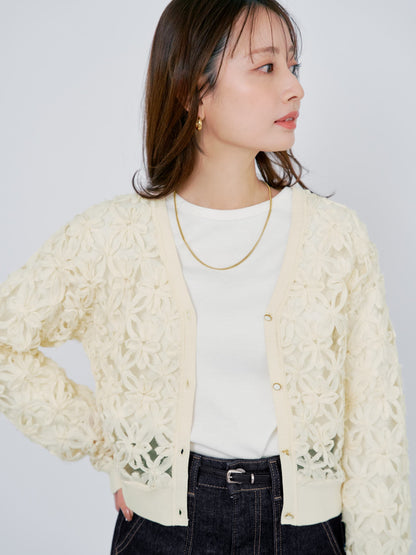 フラワーエンブロイダリーカーディガン　[通常]