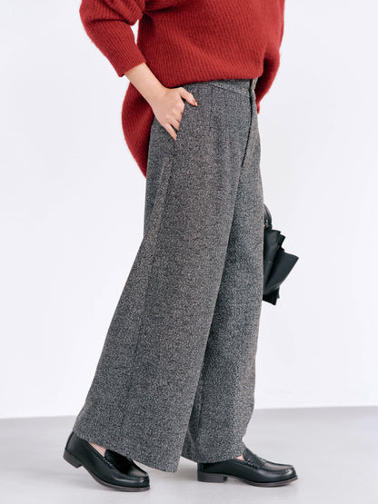 ゴールドボタンツイードワイドパンツ-short & regular　[通常]