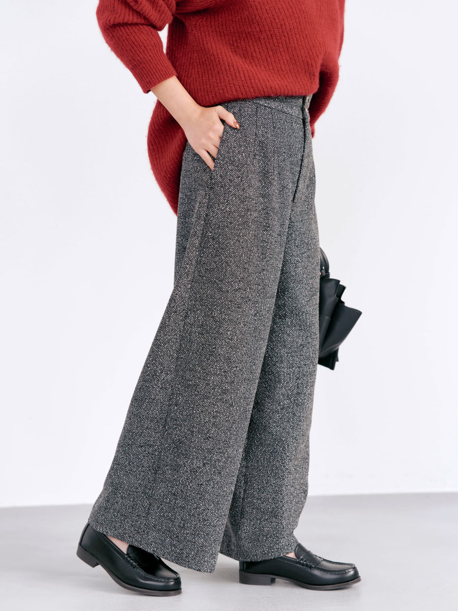 ゴールドボタンツイードワイドパンツ-short & regular　[通常]