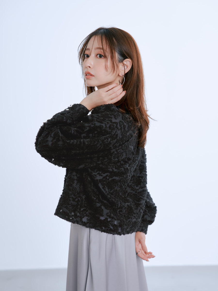 カットジャカードタックデザインブラウス　[通常]