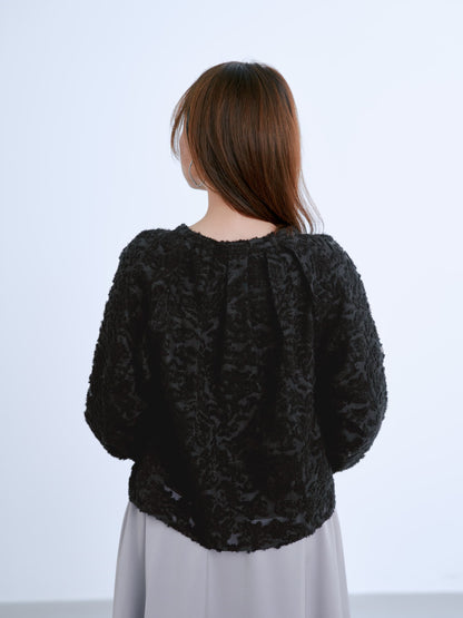 カットジャカードタックデザインブラウス　[通常]