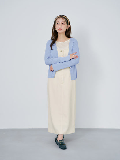 シルキーコットンゴールドボタンニットカーディガン　[通常]