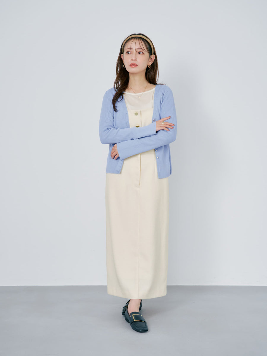 シルキーコットンゴールドボタンニットカーディガン　[通常]