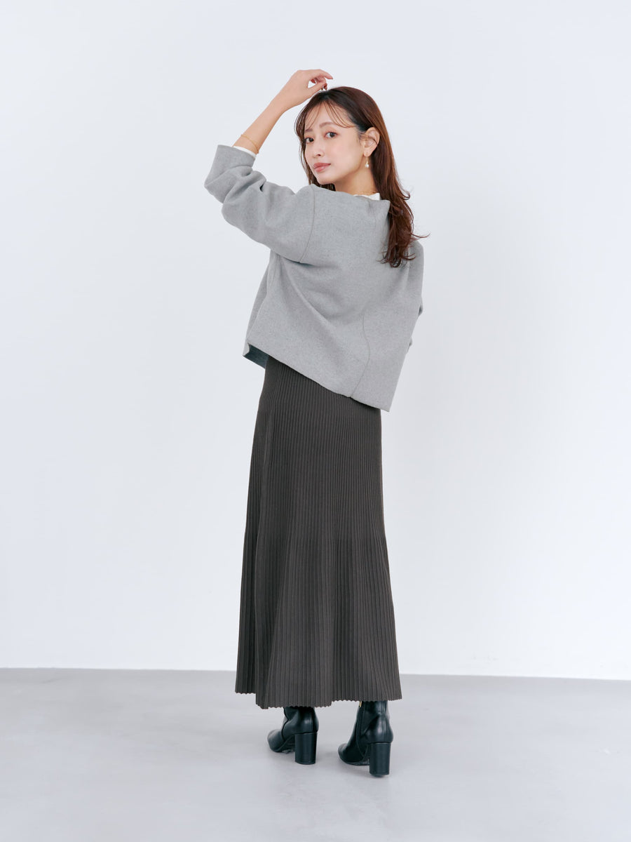 パネルリブマーメイドニットスカート-short & regular　[通常]