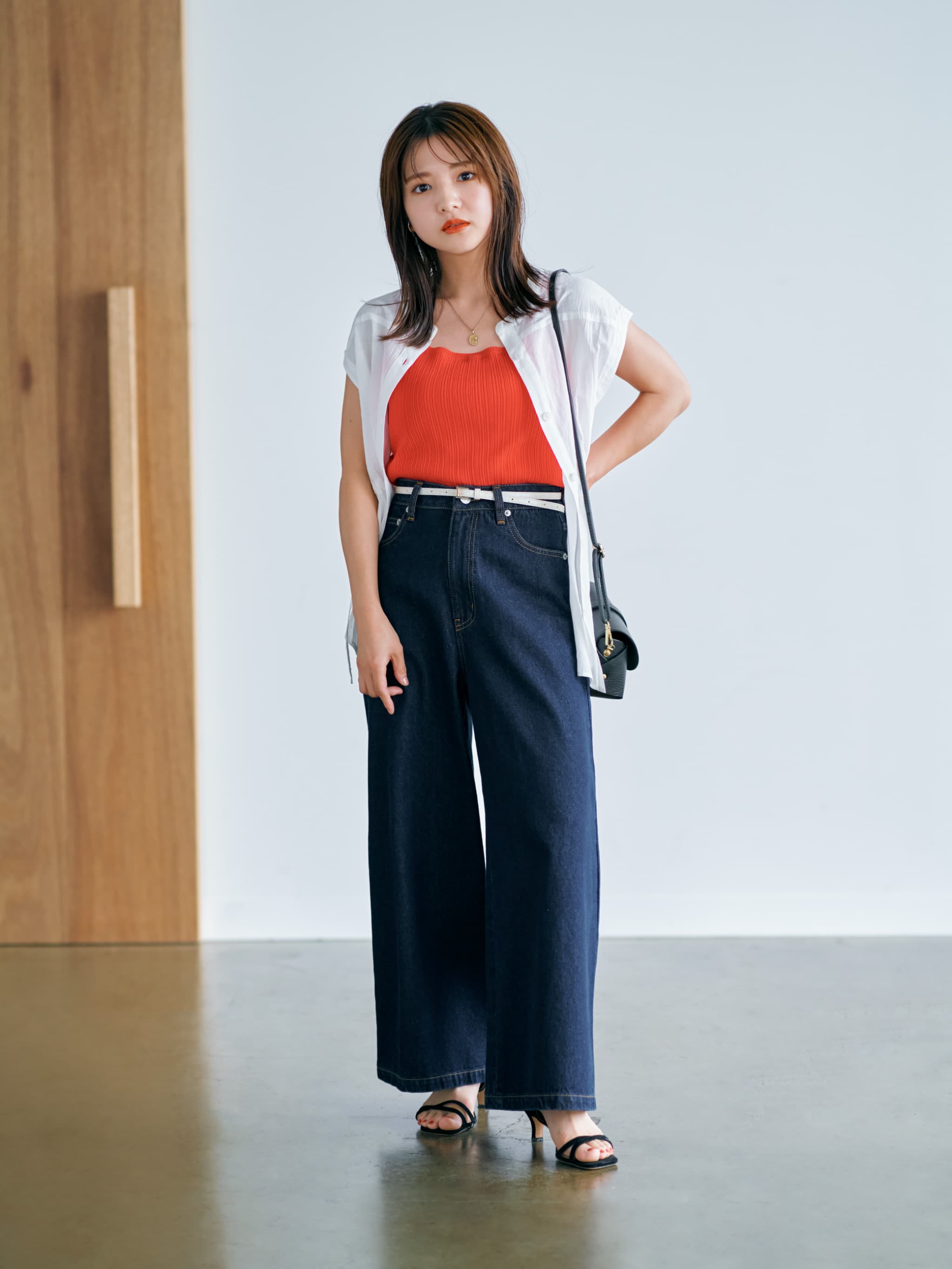 COHINA DENIM フレアワイド-short & regular | 小柄・低身長女性向けファッション通販、コーディネート | COHINA  STORE公式