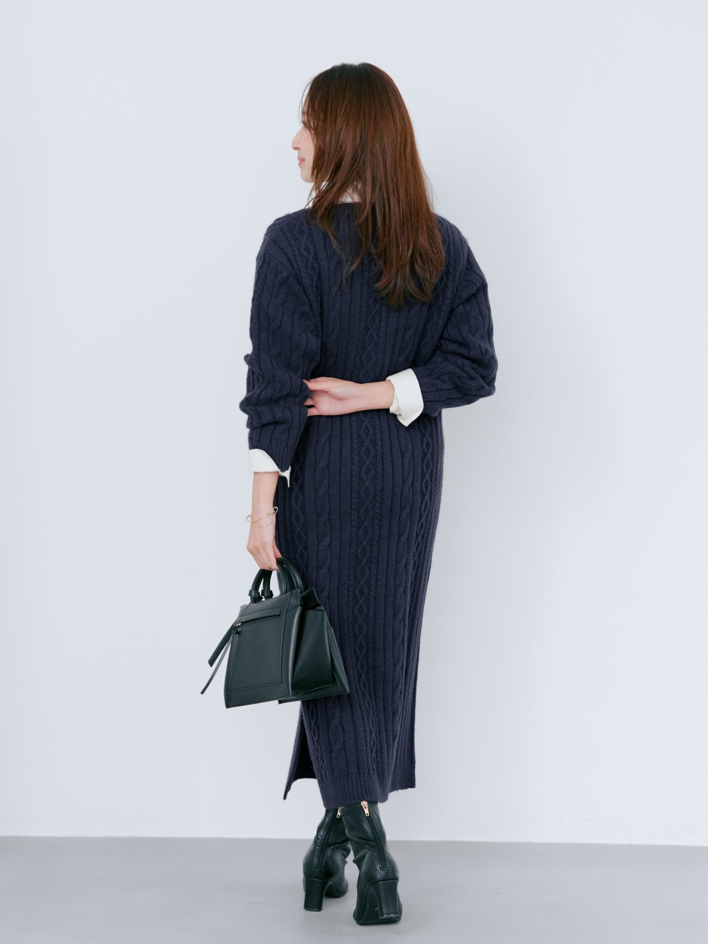 ケーブルミックスニットワンピース-short & regular　[通常]