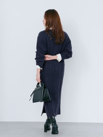 ケーブルミックスニットワンピース-short & regular　[通常]