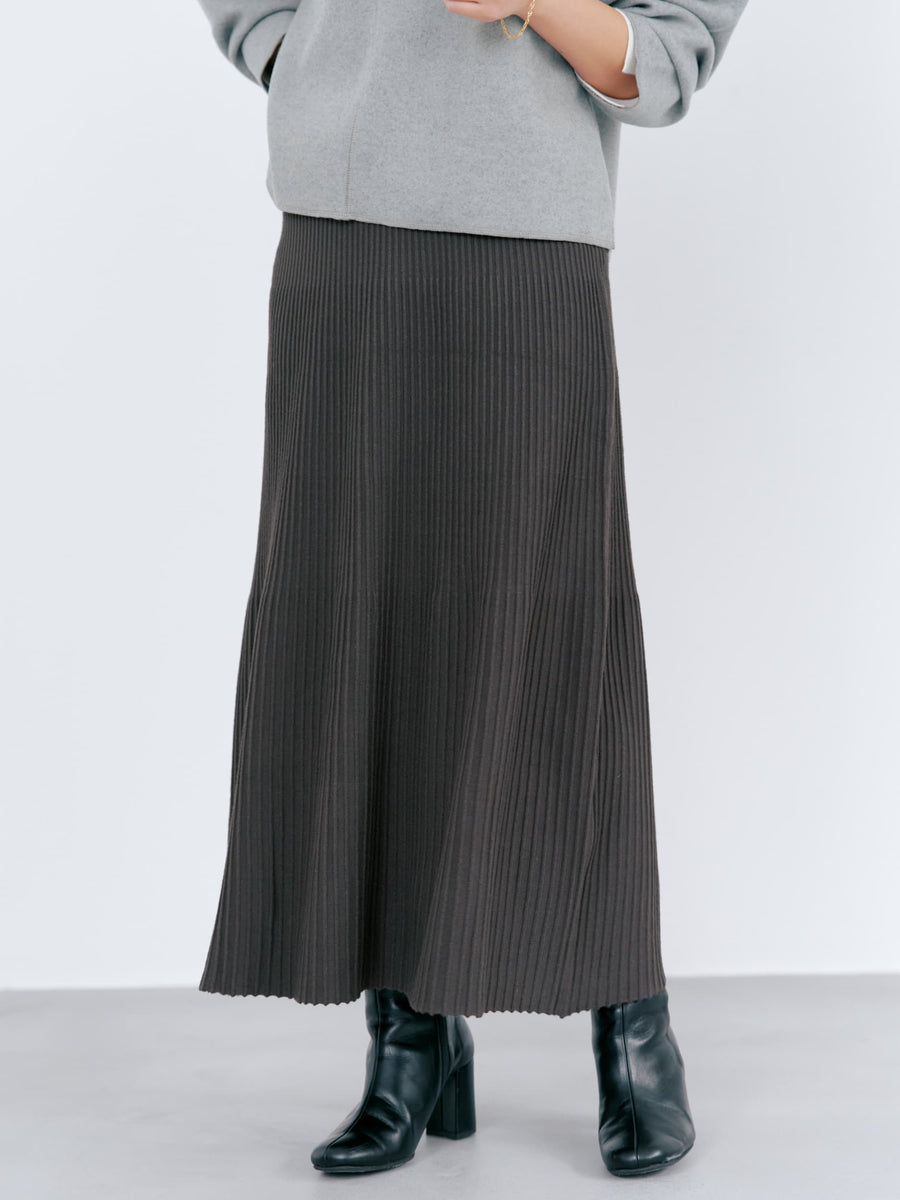 パネルリブマーメイドニットスカート-short & regular　[通常]