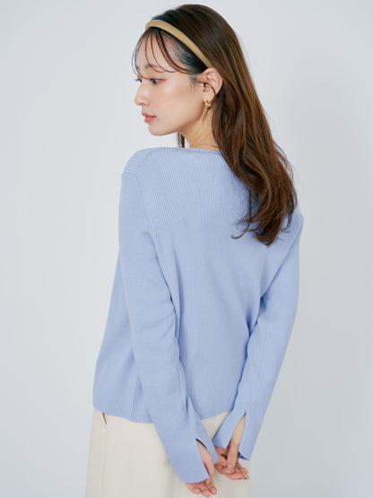 シルキーコットンゴールドボタンニットカーディガン　[通常]