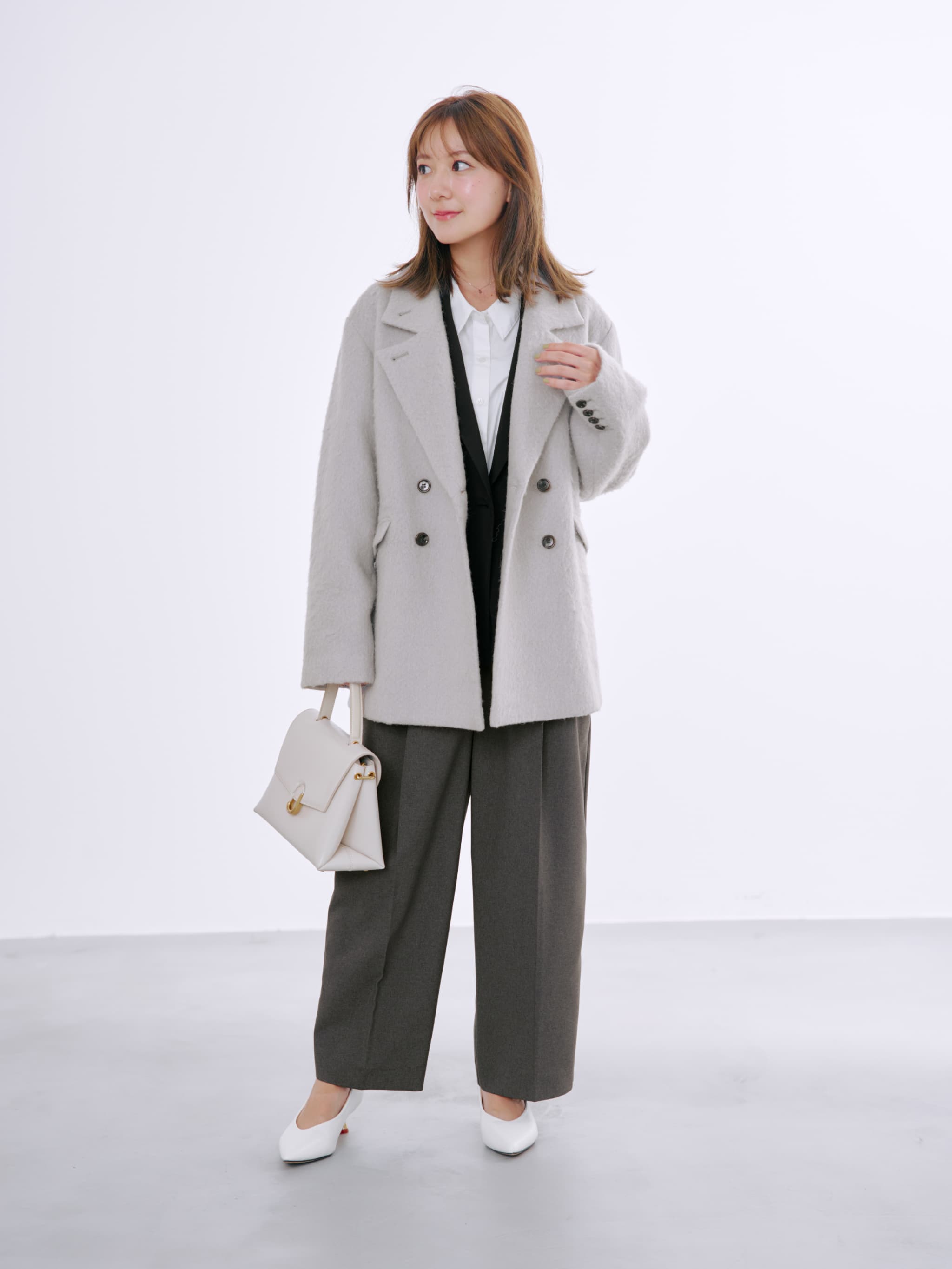 cohina ダブルボタンライトジャケット ダブルボタンライトジャケット | 小柄・低身長女性向けファッション