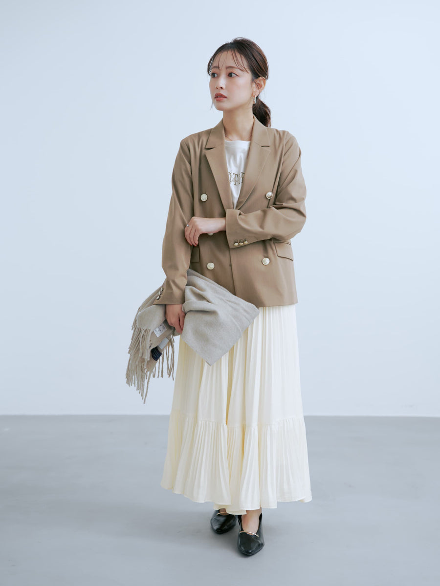 プリーツティアードヘムスカート-short & regular　[通常]