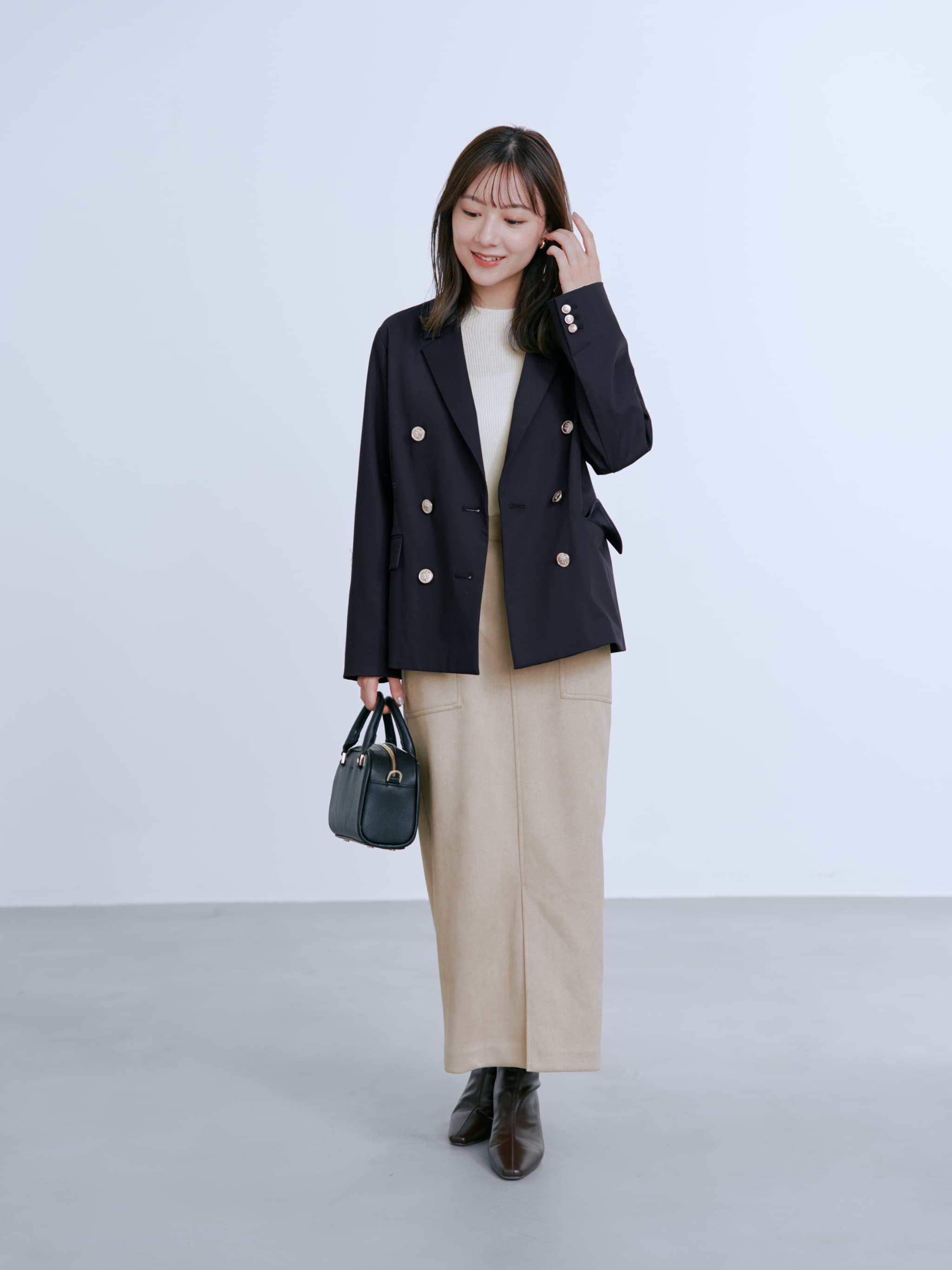 ゴールドボタンダブルジャケット | 小柄・低身長女性向け