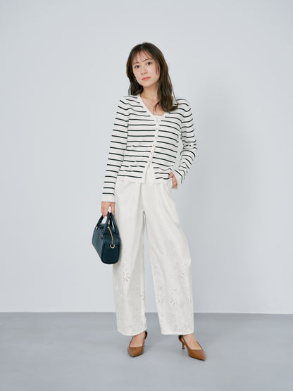 シルキーコットンゴールドボタンニットカーディガン　[通常]