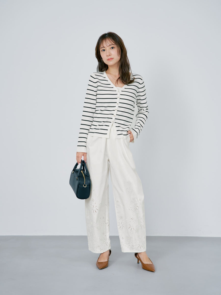 シルキーコットンゴールドボタンニットカーディガン　[通常]