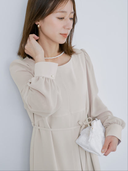 トリアセジョーゼットシームデザインワンピース-short & regular　[通常]