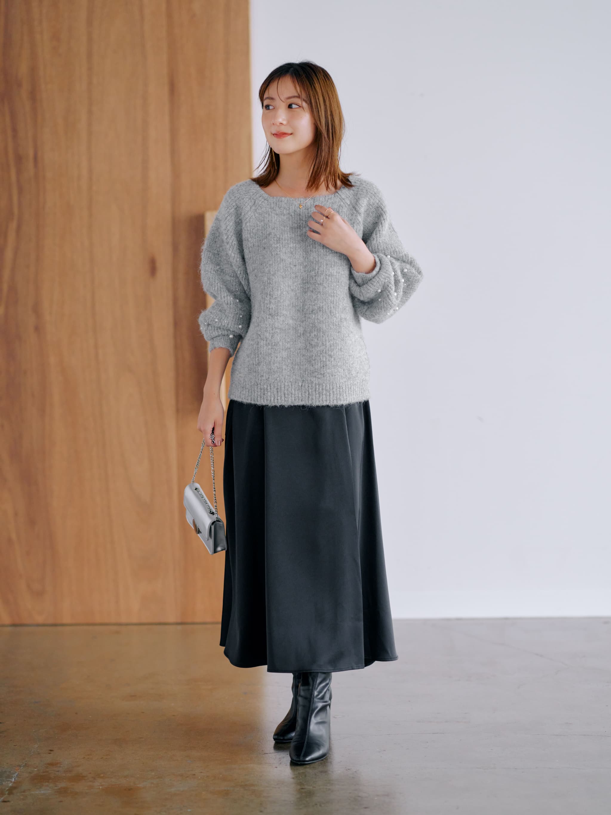 グラデーションパールスリーブニット | 小柄・低身長女性向け