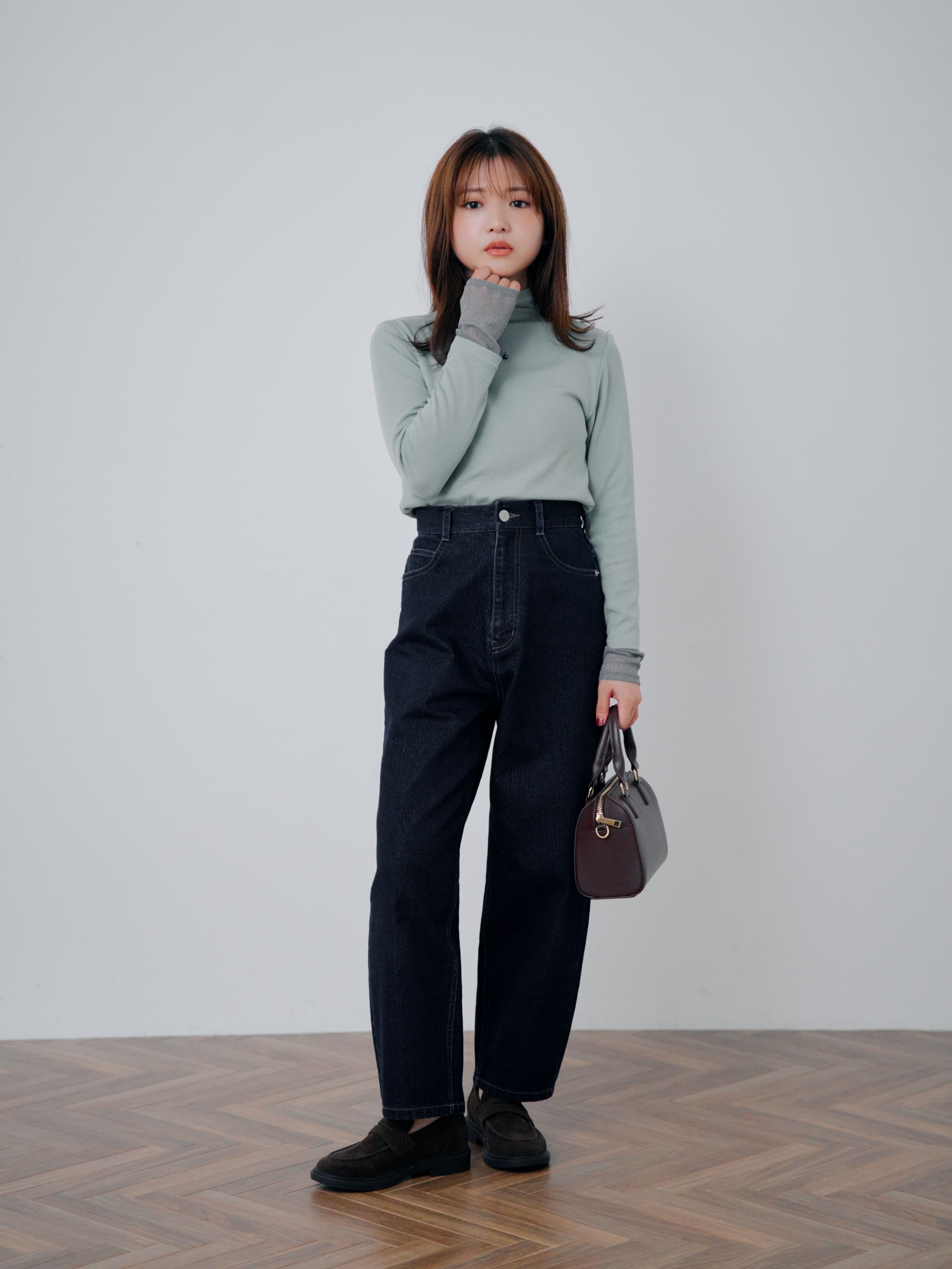 ジンジャーリブ×ラメシアートップスセット | 小柄・低身長女性向け