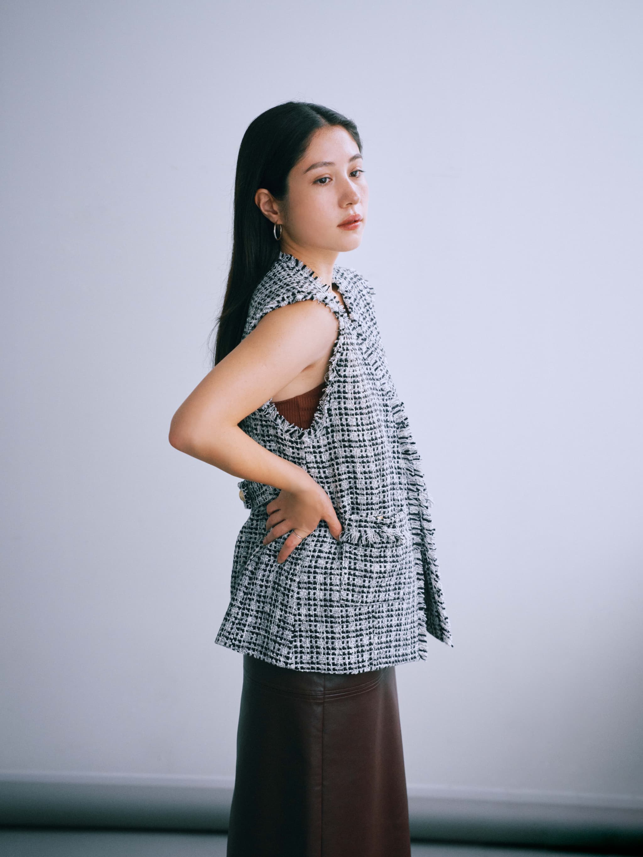 小柄女子にぴったりサイズ！】Syell raffine ツイードジレ