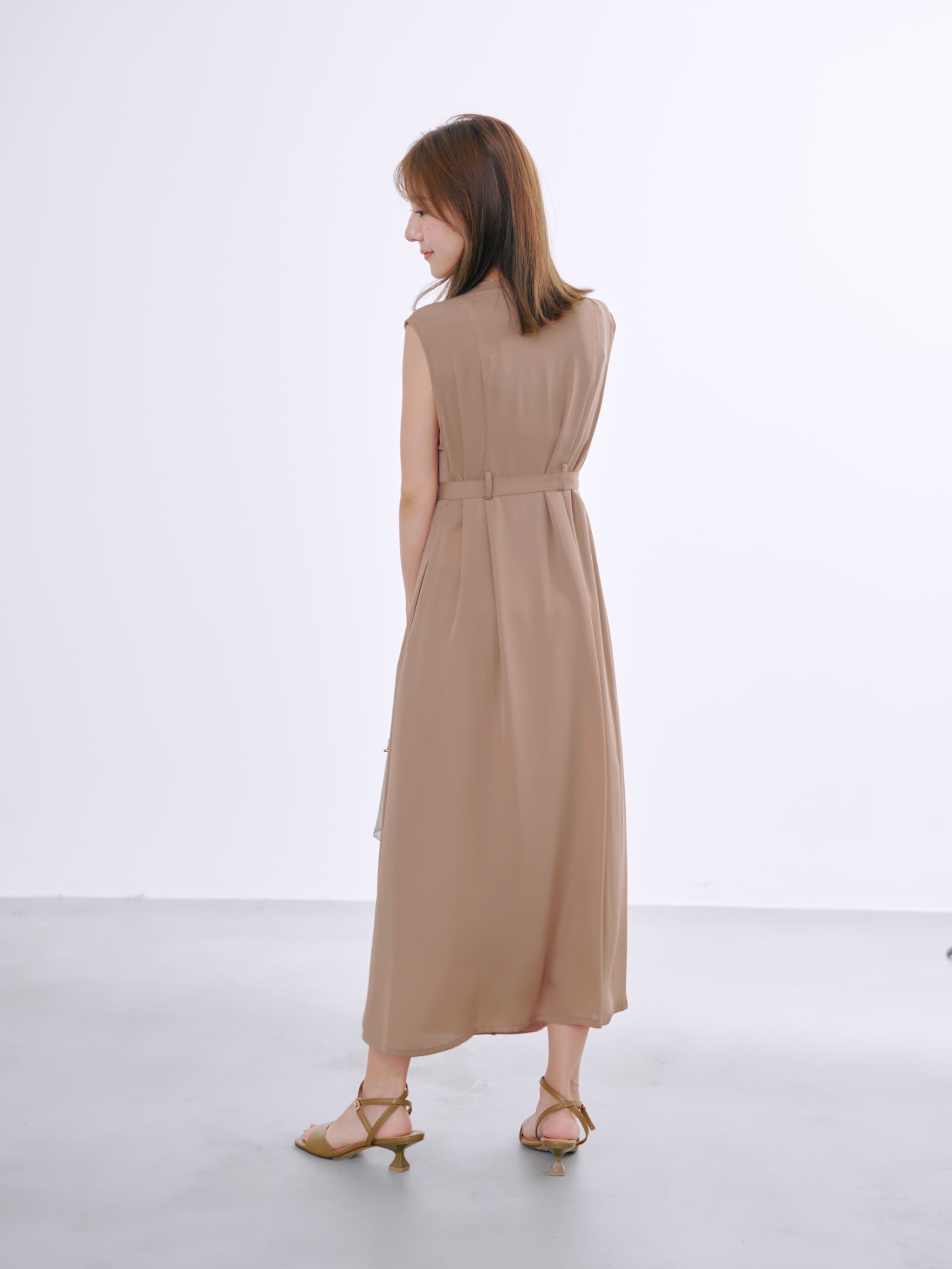 ワンピース chan ラッフルとろみジレワンピース-short & regular | 小柄・低身長女性