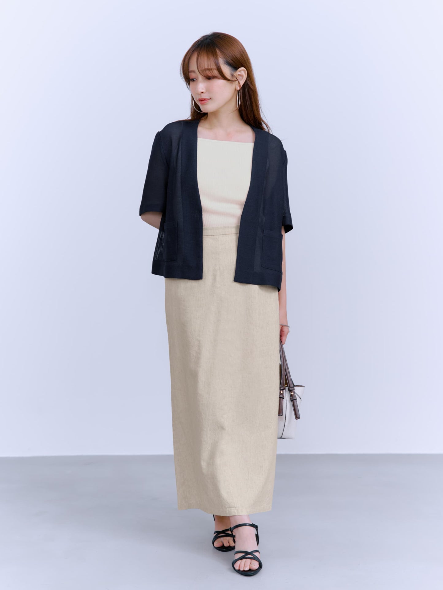 ハーフスリーブノーカラーメッシュジャケット　[通常]