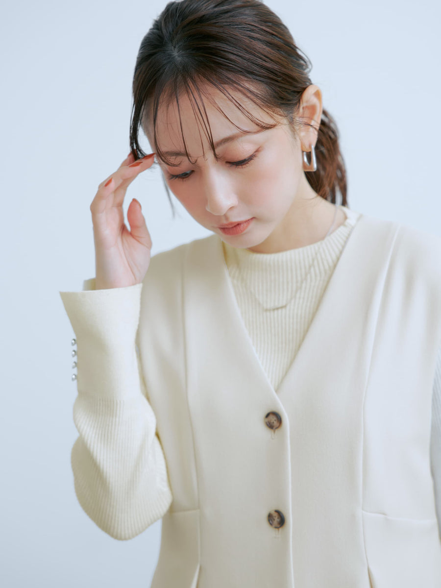 フロントボタンVネックジャンパースカート-short & regular　[通常]