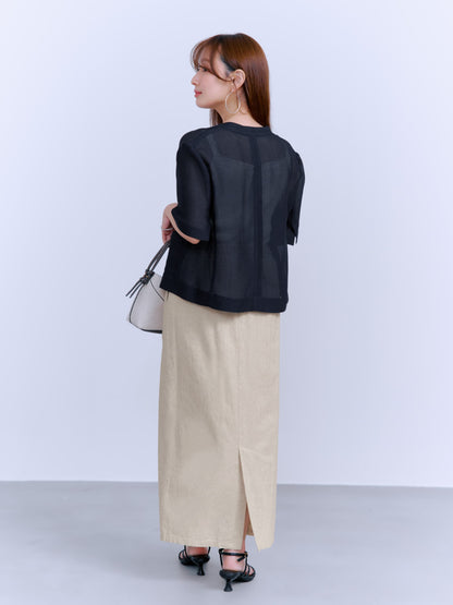 ハーフスリーブノーカラーメッシュジャケット　[通常]