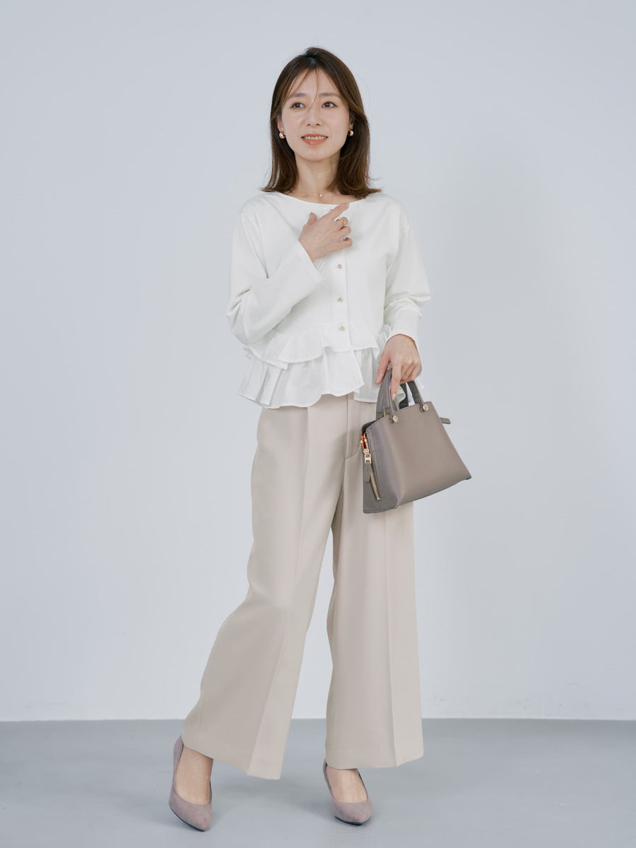 トリアセジョーゼットストレートパンツ-short & regular　[通常]