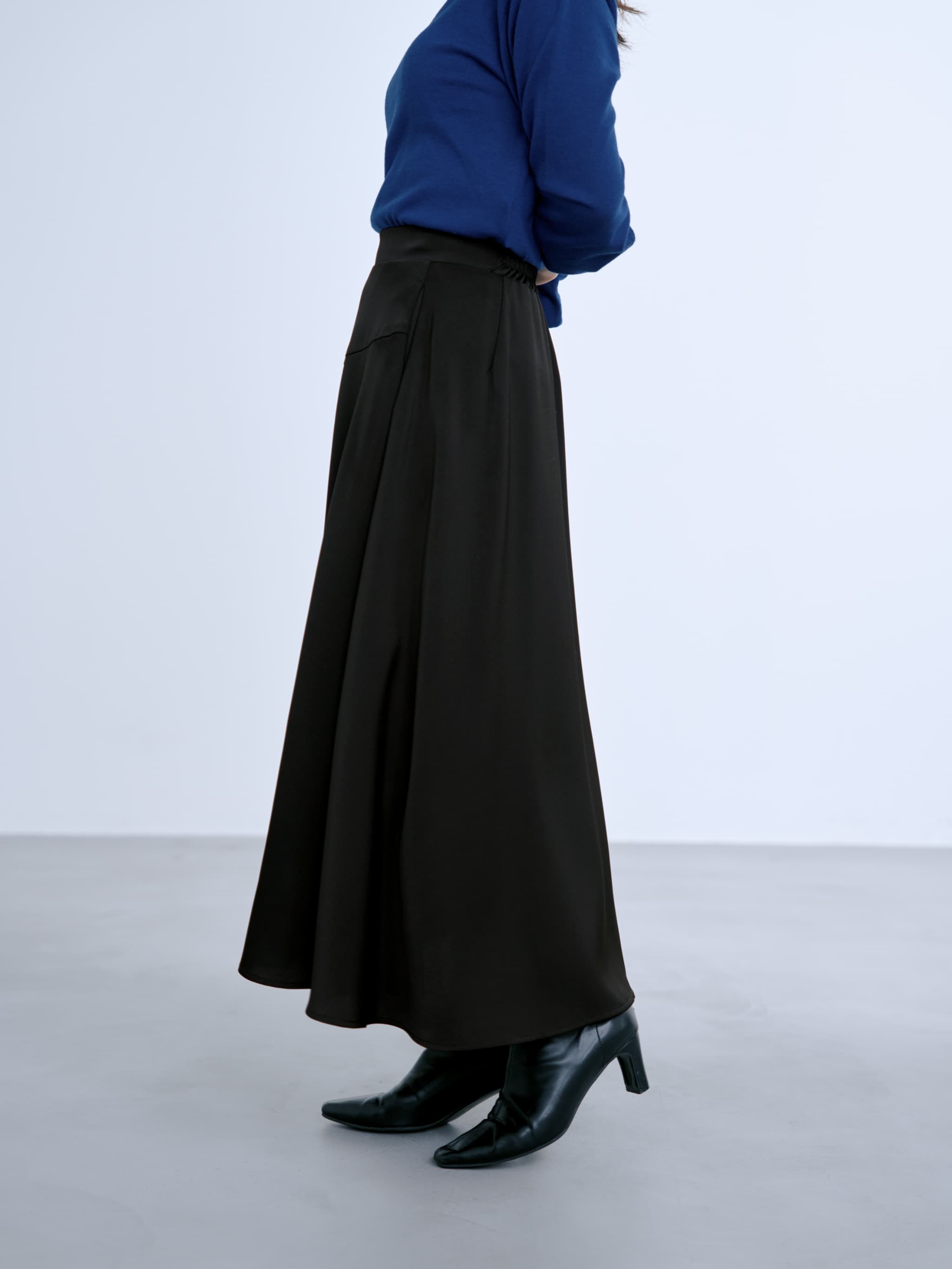 アシメラインサテンフレアスカート-short & regular | 小柄・低身長