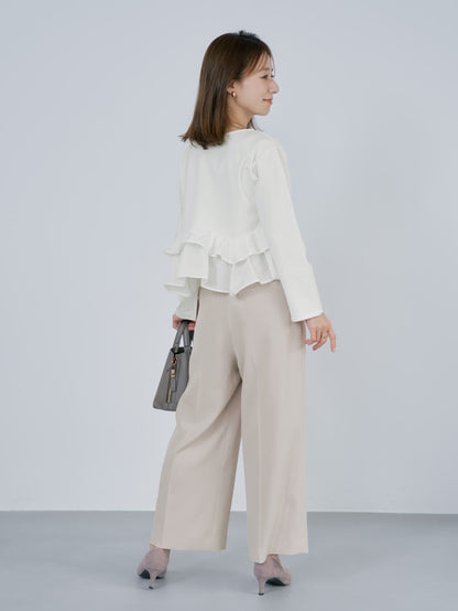 トリアセジョーゼットストレートパンツ-short & regular　[通常]