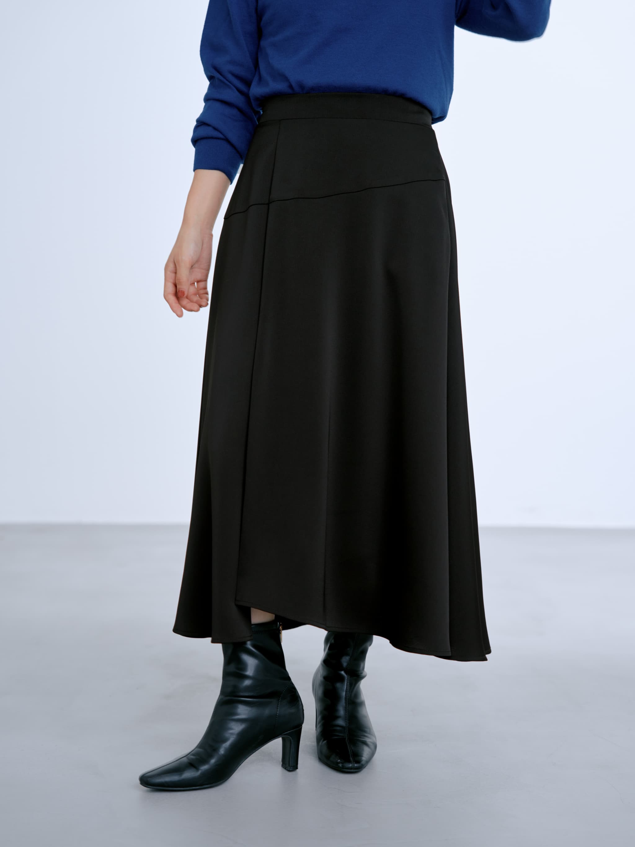 アシメラインサテンフレアスカート-short & regular | 小柄・低身長