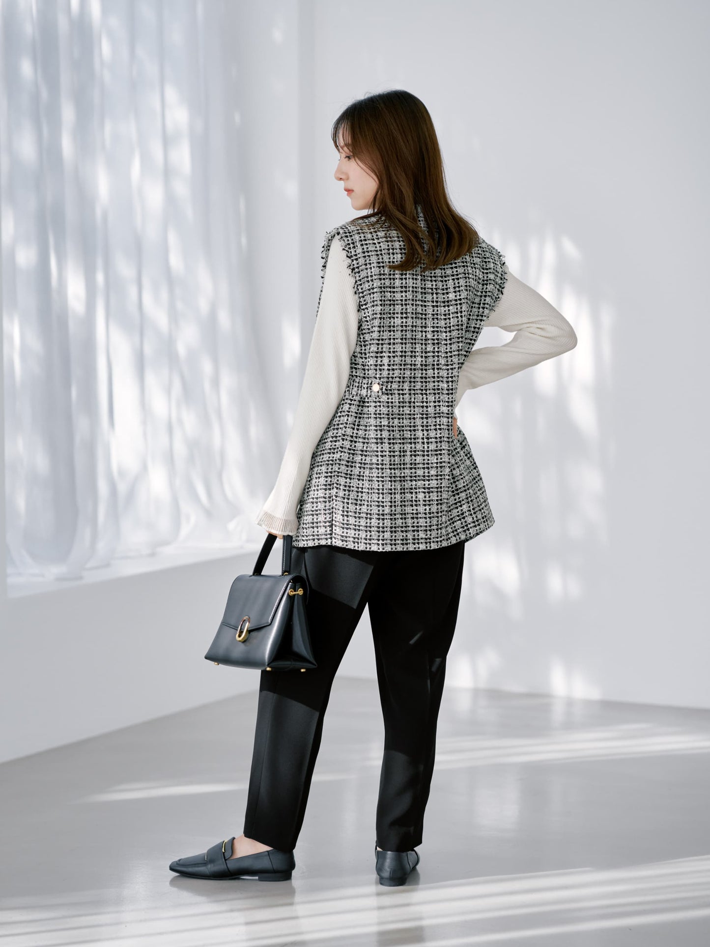 トリアセジョーゼットテーパードパンツ-short & regular　[通常]