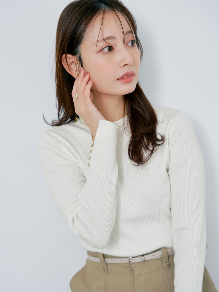 シルキーコットンゴールドボタンニット　[通常]