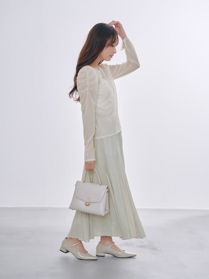 ギャザースリーブシアーカットトップス　[通常]