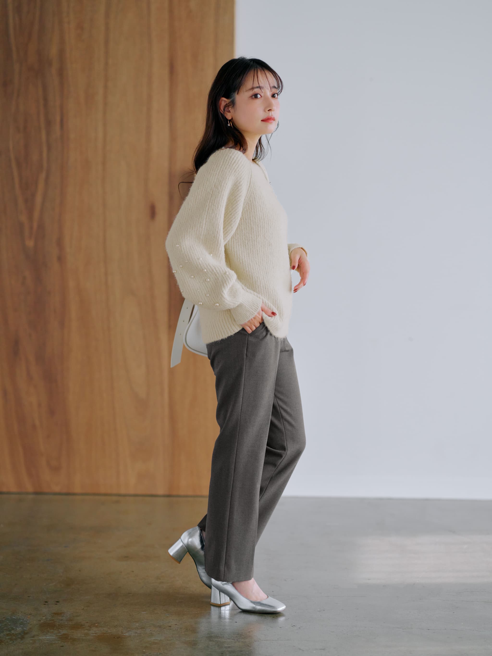 グラデーションパールスリーブニット | 小柄・低身長女性向け