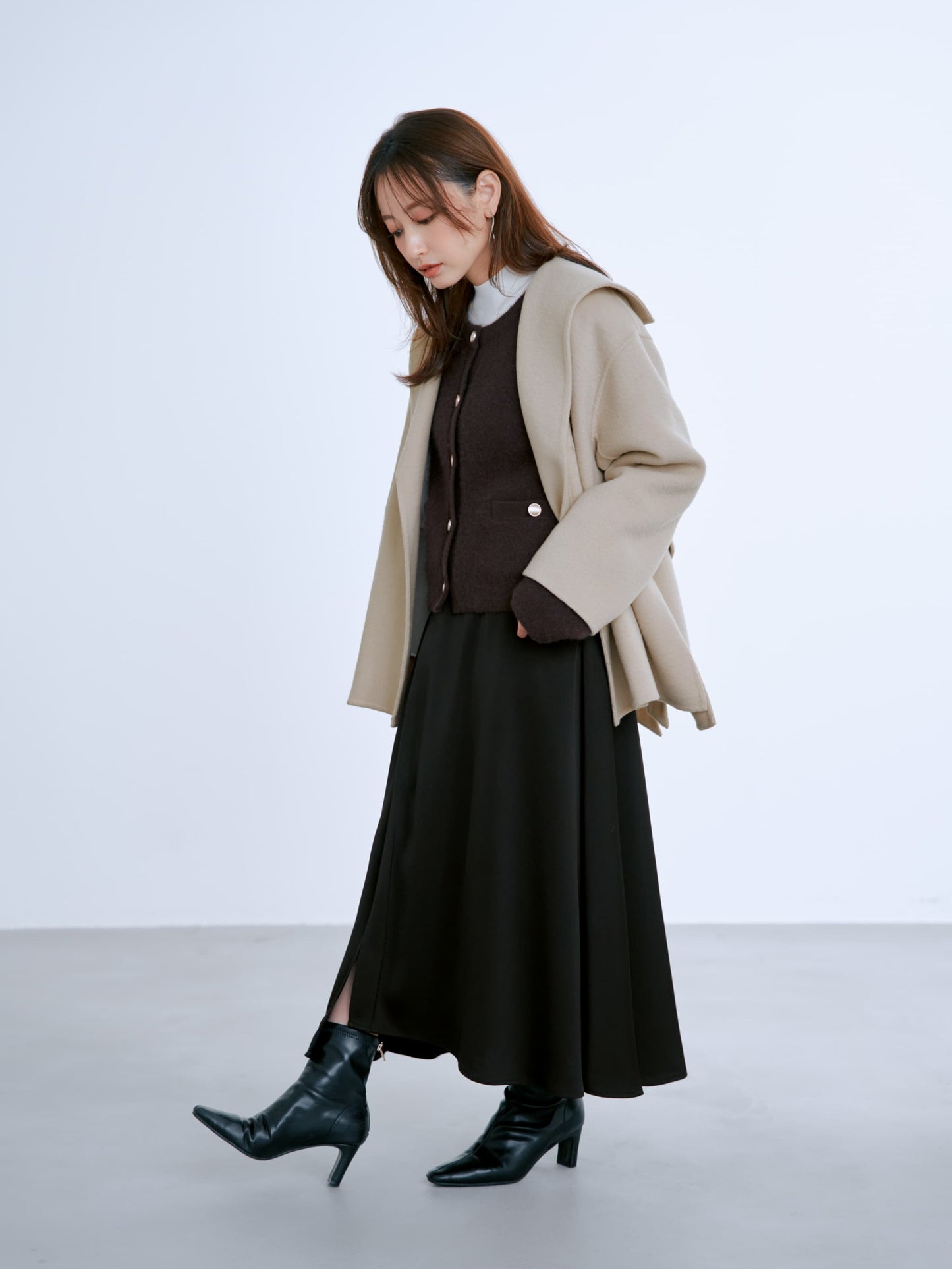 フォックスアンゴラダブルフェイスニットジャケット　[通常]