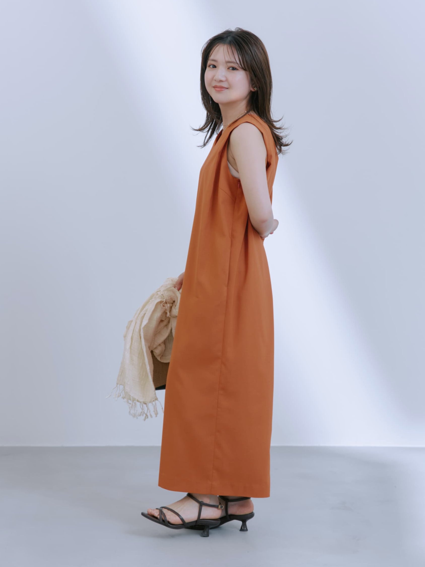 リネンライクコクーンタックワンピース | 小柄・低身長女性向け
