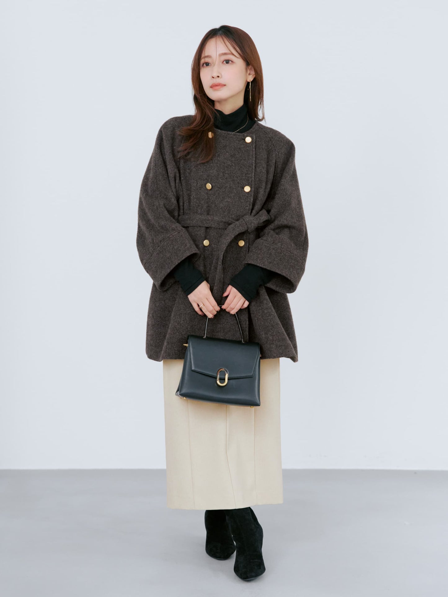 ＜sweetweb掲載＞2wayカラーゴールドボタンミドルコート　[通常]