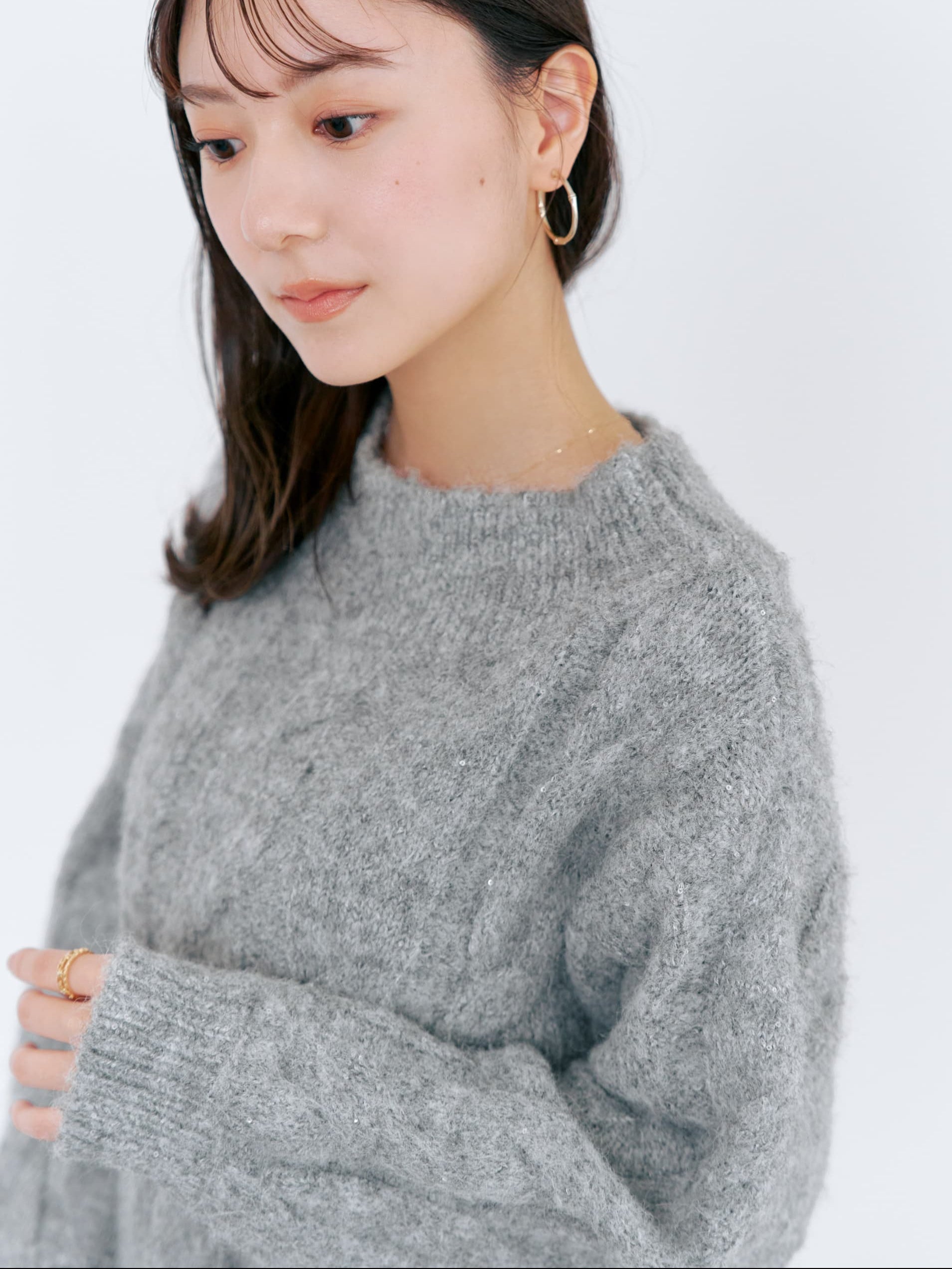 スパンコールローゲージゆるニット | 小柄・低身長女性向け