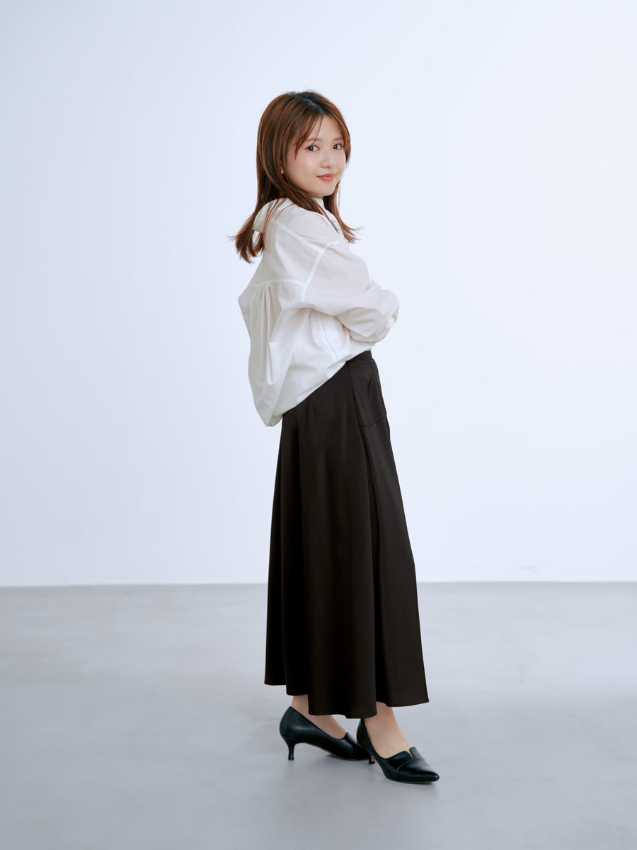 アシメラインサテンフレアスカート-short & regular　[通常]