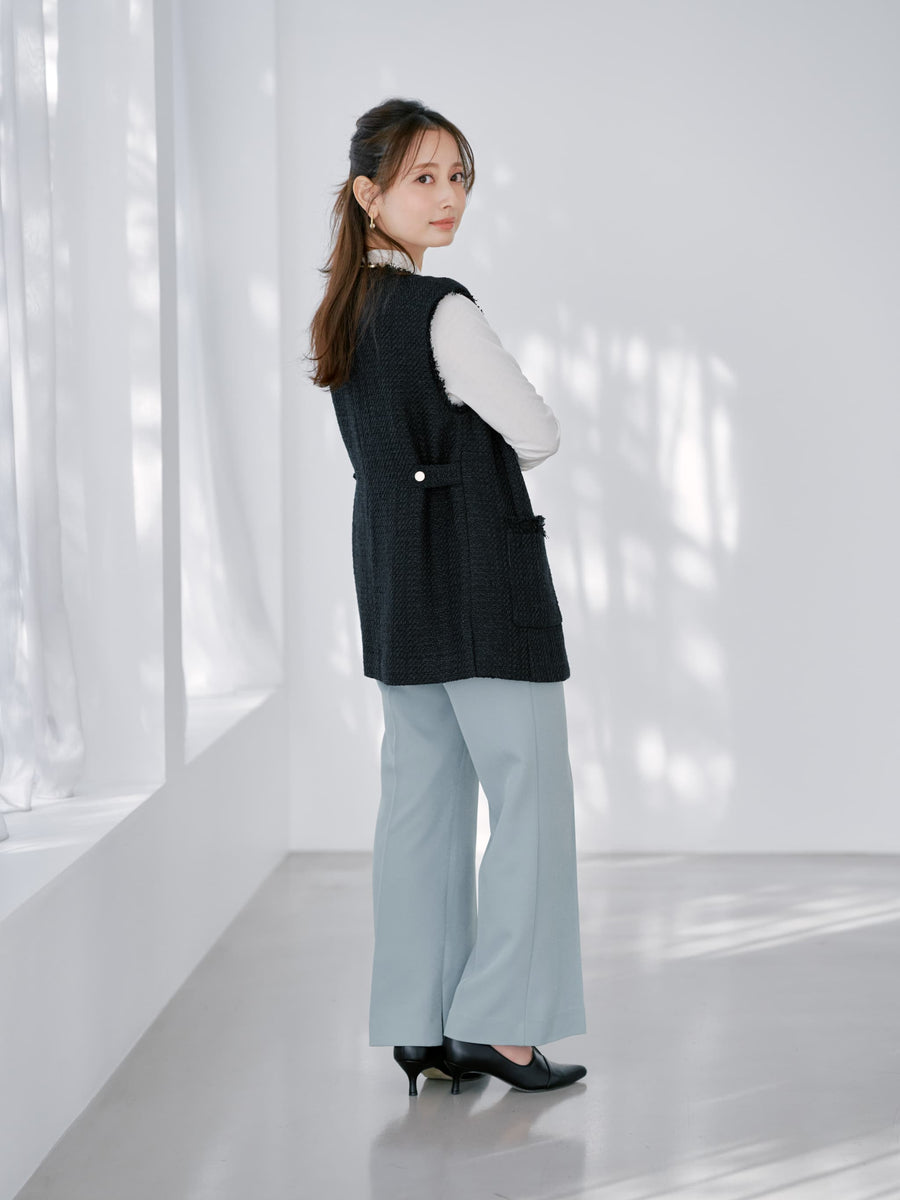 サイドスリットフレアパンツ-short & regular　[通常]