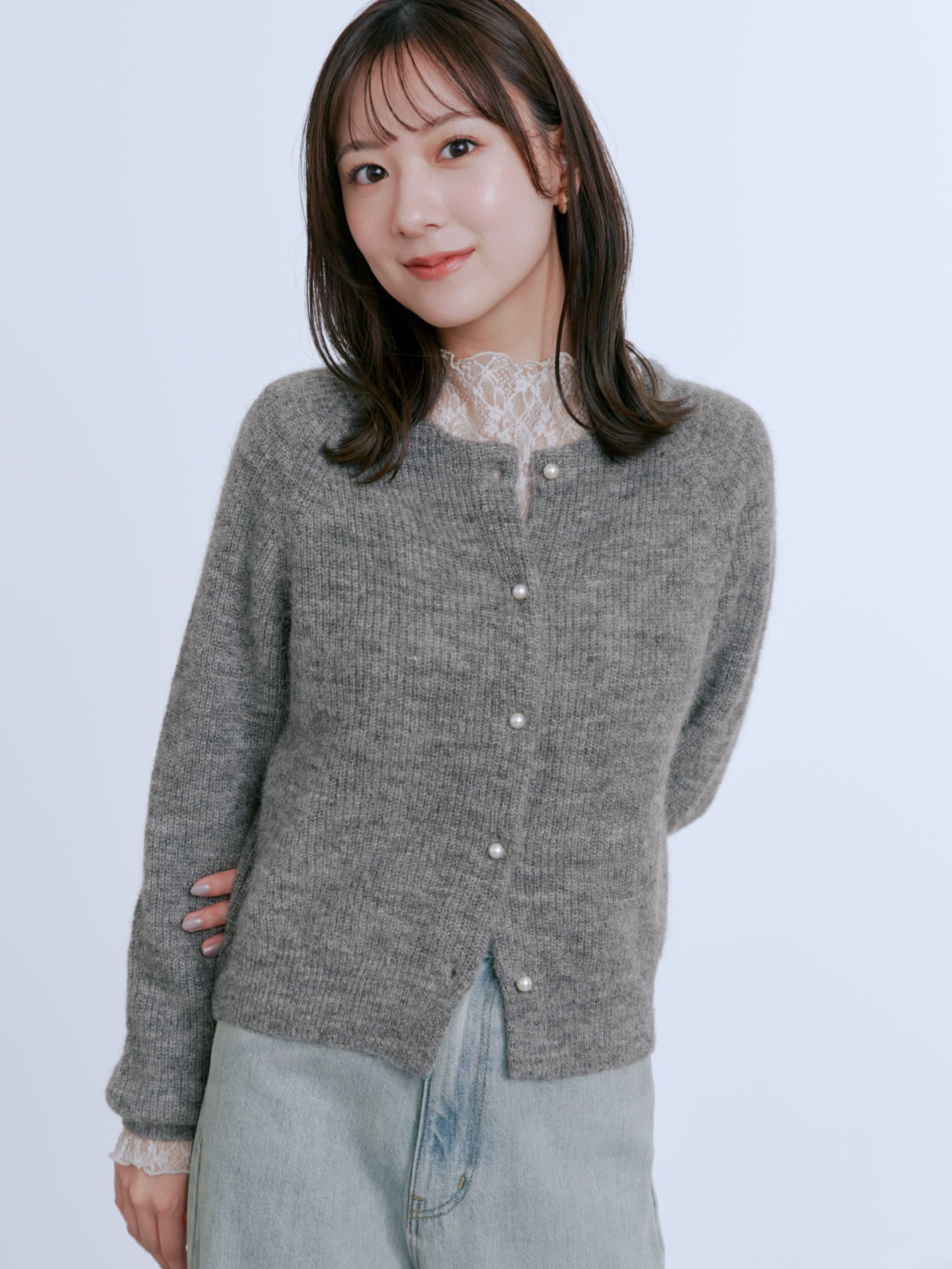 アルパカミックスパールカーディガン | 小柄・低身長女性向け